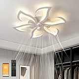 MYYCX Deckenventilator mit Beleuchtung, Leise 7-Blatt-Ventilator 6 Geschwindigkeiten, Reversibelmit, Speicherfunktion, Schlafmodus, 2-Std-Timer, mit Fernbedienung, Weiß (70cm/6-Köpfe)