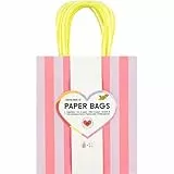 Folia 21826 - Paper Bags Stripes NEON M, 20 Papiertüten aus 110 g/m² FSC-Mix Papier in 4 Farben, ca. 18 x 21 x 8 cm, zum Basteln, Verzieren und Verschenken