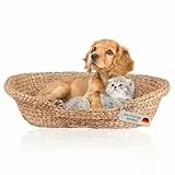 Lycce Katzenbett Hundebett für kleine Hunde | Kissen waschbar bei 30° | ovale Form mit hohem Rand | Wasserhyazinthe | Betten, Decken & Möbel für Katzen | Gr. 2 (72 x 56 x 17 cm)