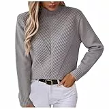 Bastwahl Pullover Damen Winter Warm - Pullover Oversized Langarm Sweatshirt Lose Oberteile Warm Einfarbig Wollpullover Grobstrick Casual Sweater Elegant Strickpullover Lässiges Stricken Pulli