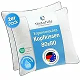 Kopfkissen 80x80 inSPIRO 2er Set, Ergonomisches Schlaf-Kissen von Schlafexperten entwickelt, 80 x 80 cm pillow für Seitenschläfer, Rückenschläfer, Bauchschläfer, Nackenstützkissen für Allergiker