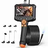 Endoskopkamera mit Licht, AOPICK 8mm IP67 wasserdichte Endoskop, 4.3' IPS Bildschirm Inspektionskamera, 1080P HD Rohrkamera mit 8 Einstellbaren LEDs, 16.5FT/5M Halbstarres Kabel