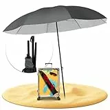 STYNGARD Reise Sonnenschirm mit UV Schutz 50+ [155 cm ⌀] - Strandschirm Sonnenschirm Strand mit Abspannleinen Modell NIZZA (grau)