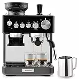 Breville Barista-Espressomaschine „Sense“ | Komplett-Kaffeemaschine mit integrierter Kaffeemühle und Milchaufschäumer | TempSense-Dampfstab | italienische 15-bar-Pumpe | Schwarz [VCF187X]