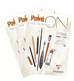 Clairefontaine 96537AMZC - Set mit 3 PaintOn Blöcken (250g, 100% extra weißes Zellulosepapier mit leichter Körnung, 21 x 29,7 cm, geleimt, 40 Blätter, ideal für Multitechniken) 3 Stück, Extraweiß