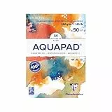 Clairefontaine 975620C Goldline Aquapad 50 Blatt Aquarellpapier, mittlere Körnung, A6, 10,5 x 14,8 cm, 300 g, Weiß, 50 Blatt