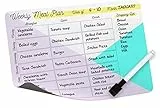 Planungstafeln, Magnetischer Wochenplaner kalender (22 cm. x 17,5 cm.), Menüplaner, Spezialfelder - Einkaufslisten + Trockenlöschmarker mit Magnetkappe