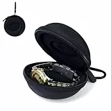 AdiStylinno Reise Uhrenbox, Tragbare Kleine Uhrenetui Single Armbanduhren Uhrenbox mit Reißverschluss und Karabiner für Damen Herren Smart Watch Box Case bis 50 Millimeter (Schwarz)