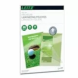 Leitz Heißlaminierfolien A4 80 mic, Laminierfolien in Premium-Qualität im 25er Pack, Glänzend, Transparent, Vereinfachtes Einlegen durch UDT, iLAM, 74790000