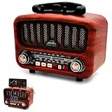 AM/FM/SW Retro Radio mit Bluetooth 5.0, Nostalgie Radio Klein mit 1800mAh Akku, Küchenradio & Kofferradio mit 5-W-Lautsprecher, Unterstützt USB/TF/AUX, Vintage Radios für Zuhause, Büro, Outdoor