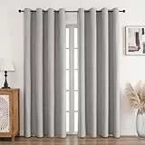 CUCRAF Vorhang 100% Blickdicht Leinen Gardinen mit Ösen Verdunklungsvorhänge Gardinen Grauweiß H229 x B167 cm 2er Set, Thermovorhang Kälteschutz Schallschutz Vorhang für Wohnzimmer Schlafzimmer