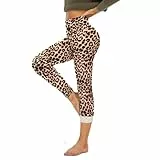 HLTPRO Thermo Leggings Damen Gefütterte Winter High Waist Thermohose Dicke Thermoleggings Warm Leggins für Outdoor Hause Leopard S
