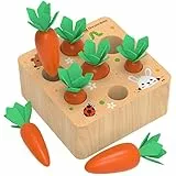 KMTJT Holzspielzeug ab 1 Jahr | Baby Motorik, Montessori Spielzeug 2 3 Jahre | für 6-12 Monate Jungen Mädchen | Sortierspiel Holzpuzzle Karottenernte | Lernspielzeug Geschenke für Kinder Kleinkind
