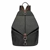 KONO Rucksack Canvas Daypack Damen Rucksäcke Vintage Umhängetasche Groß Schulterrucksäcke Reisetasche für Reise Outdoor Schule Schwarz
