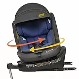 Jovikids 360° Drehbar Kindersitz mit ISOFIX, i-Size 40-150cm(ab Geburt -12 Jahre) Baby Autositz Reboarder mit Liegefunktion & Abnehmbar Vordach, ECE R129 (blau)
