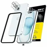 NEW'C 3x für iPhone 15 für Panzerglas (6,1 Zoll) und 3x Kamera Panzer Schutz Glas Kameraschutz für iPhone 15 (6,1 Zoll) -Einfaches Installationswerkzeug enthalten + Staubschutzstöpsel-kratzfest