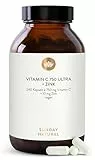 SUNDAY NATURAL® Vitamin C Zink – 1500 mg Vitamin C und Zink 20 mg pro Tagesdosis – exklusiver PureWay® Komplex aus den USA – schnelle Absorption, mit Bioflavonoiden – vegan – 240 Kapseln