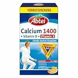 Abtei Calcium 1400 + Vitamin D & K – Für starke Knochen und die Muskelfunktion – Hochdosiert, Glutenfrei, Laktosefrei, Gelatinefrei – Vorratspackung mit 90 Kautabletten