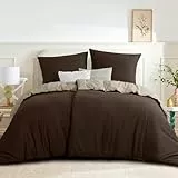 RUIKASI Bettwäsche 135x200 Braun Khaki 4teilig - Wendebettwäsche Bettbezug 135 x 200 mit Reißverschluss, Oeko-TEX Mikrofaser Bettwäsche Sets, Weich und Bügelfrei