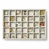 VEE&CO. Schmuck-Organizer, stapelbares Schmucktablett, Schublade, Schmuckschatulle, für Halsketten, Ringe, Armbänder, Ohrringe, Damen-Schmuck-Organizer und Aufbewahrung, 35 Fächer, Grau