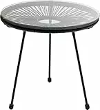 Kare Design Beistelltisch Acapulco, Schwarz, Indoor und Outdoor Tisch im Retro-Design, Kleiner Gartentisch, Couchtisch für Balkon, Garten, Terrasse, Glas, Schwarzes Stahlgestell, 50x50x50 cm (H/B/T)