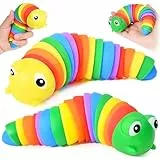 Kleemeiero 2 Stück Fidget Toys Slug Spielzeug Raupe Dekompression Flexible Kinderspielzeug Stim Lustige Bunt Raupe Spielzeug ab 3 Jahre Fidget Toy adhs Geschenk Anti Stress für Kinder Erwachsene