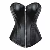 Grebrafan Exclusive Corsage Kunstleder Korsett Reißverschluss Bustier Große Größen (EUR(28-30) XXS, Schwarz)