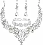 TOEECY TOEECYTropfenform Kristall Schmuckset Halskette Ohrringe Armband Elegant Luxuriös Hochwertig Strasssteine Damenschmuck