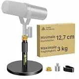 AA AUDIO ACCESSORY Mikrofonständer Tisch, Ultra-Niedrige 12,7cm Höhenverstellbar, 3kg Tragfähigkeit, Vollmetall Mikrofon Tischstativ für Shure SM7B SM7dB MV7+, Fifine, Blue Yeti Snowball, Rode PodMic