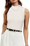 Arach&Cloz Tops Damen Wolle Blend Ärmellos Tank Top Frühling Sommer Pullover Freizeit Business Oberteile(Off White, M)