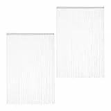 Relaxdays Fadenvorhang weiß, 2er Set, kürzbar, mit Tunneldurchzug, für Türen & Fenster, Fadengardine, 145x245 cm, White