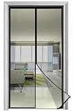 Magnet Fliegengitter für Balkontür 100x220cm Schwarz, Premium Insektenschutz Tür, Fliegenschutztür Terrassentür Selbstklebend Ohne Bohren