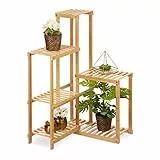 Relaxdays Pflanzenregal Bambus, 6 Ablagen, Pflanzen Eckregal für innen, HBT: 101x62x62 cm, Blumenregal Wohnzimmer, Natur