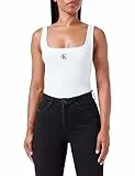 Calvin Klein Damen Tank Top Ck Rib Rundhalsausschnitt, Weiß (Bright White), M
