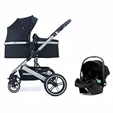 Pixini Kinderwagen Kalani 3in1 Kombikinderwagen, inkl. Babywanne & Buggy & Auto-Babyschale & Cupholder (grau/schwarz)