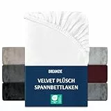 DREAMZIE Premium Frottee Spannbettlaken 180 x 200-200x200, Cashmere-Touch Bettlaken Jersey Fleece Spannbetttuch Laken, Weiß
