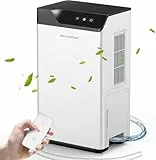 Kitette Luftentfeuchter Elektrisch mit Fernbedienung, 1.8L Wassertank, 1.5m Abflussschlauch, Automatische Abtauung, Zwei Geschwindigkeitsmodi, Luftentfeuchter Klein für Keller, Raum, Wohnung, Badezimm