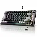 KOORUI Mechanisch Tastatur, Gaming Tastatur Kabellos/Kabelgebunden/Bluetooth 26 RGB Wiederaufladbare 4000mAh Batterie 82 Tasten Deutsches Layout QWERTZ für Windows MacOS Linux-Rotem Schalter