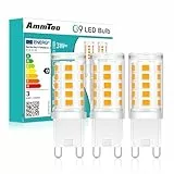 AmmToo G9 LED Lampen Warmweiß - 3W Ersatz 40W Halogenlampen 410LM, 2700K Standardisierter G9 Leuchtmittel Birnen, Kein Flackern, Nicht Dimmbar, AC 220-240V (3 Stück Warmweiß)