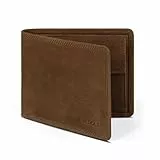 REDOLZ Herren Leder-Geldbörse Querformat mit Klappe | Geldbeutel Brieftasche Portmonee Portemonnaie mit Klappe | RFID-Schutz & 8 Kartenfächer Querformat | Maße 12 x 2,5 x 9,5 cm (braun)
