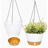 QCQHDU 2 Stück 20 cm Blumenampel Hängend ür Innen und Außen,Hängetopf mit Drainageloch für Pflanzen,3-Haken-Blumentöpfe zum Aufhängen,Hängepflanzen Topf für Garten und Haus (Weiß)