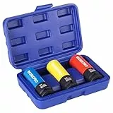 WORKPRO Radschrauben-Nuss-Set, 3-tlg. Steckschlüssel-Satz, Kraft-Schoneinsätze Set, mit Schutzhülle, 1/2' Antrieb, Dünnwand-Design, Cr-Mo-Stahl, 17 mm,19 mm,21 mm, mit Aufbewahrungsbox
