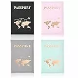 Fysaran Reisepasshülle Reisepasshüllen, Passport Hülle 4 Stück PU -Passschutzfall Passhalter Flugkartesinhaber für Kreditkarten Ausweis Reisedokumente Travel Organizer Dokumente