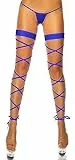 krautwear® Damen Overknees Elastische Halterlose Wickel Strümpfe Wrap Set Mit String Geöffnet Karneval Fasching Cosplay Strip