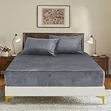 Luowei Winter Warme Spannbettlaken 180x200cm Cashmere Touch Kuschelig Flauschig Plüsch Grau Flanell Bettlaken Spannbetttuch für Boxspringbett Topper Matratze bis 30 cm Hohe
