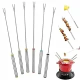 Fonduegabeln Set 6 Stück, 24 cm Edelstahl Fondue Forks mit farbigen Enden, für Schokolade Käse Hot Pot und Grillen, Dessert Obst Kuchen Gabeln für Küche Zuhause Party