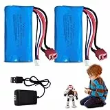 HOVCEH 2 Pcs 7.4 V Li-ion Battery, Rechargeable Lithium Lonen Batterien, 7.4V 3000-mAh Lithium-Ionen Akku, Li-Ionen-Akku für RC Fahrzeuge,Panzer,Auto,Roboter,Stunt Car