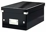 Leitz Click & Store kleine längliche Aufbewahrungsbox, DVD Aufbewahrung, Ideal als Geschenkbox mit Deckel, Stapelbox aus hochwertiger Hartpappe mit laminierter Oberfläche, Schwarz, 60420095