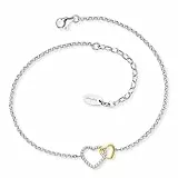 Engelsrufer Damen Fußkettchen Bicolor aus Sterling Silber mit Herz Anhänger - Karabinerverschluss - in zwei Längen verstellbar - nickelfrei - Größe: 22+5cm