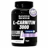 Bandini® L-CARNITIN Carnipure® 3000, 180 Kapseln, L-Carnitine, Sport-Supplement mit L Carnitin-Tartrat, reines Karnitin mit hoher Absorption und Bioverfügbarkeit, ohne Zusatzstoffe, 100% Vegan